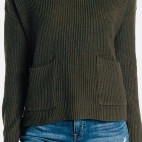 Madewell Olive Green Patch Pocket Pullover Sweater - Picture 4 of 7